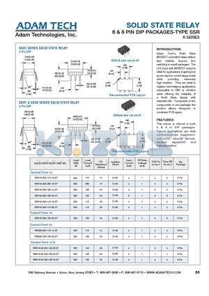 SSR1A-350-170-20-6T datasheet - SOLID STATE RELAY 6 & 8 PIN DIP PACKAGES-TYPE SSR
