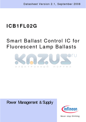 ICB1FL02G_08 datasheet - Smart Ballast Control IC for Fluorescent Lamp Ballasts