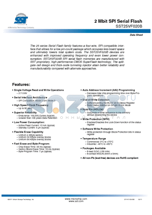 SST25VF020B datasheet - 2 Mbit SPI Serial Flash