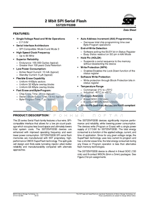 SST25VF020B-80-4C-QAE datasheet - 2 Mbit SPI Serial Flash