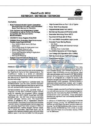 SST89C59-33-C-NJ datasheet - FlashFlex51 MCU