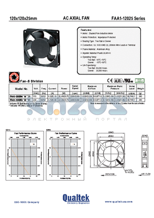 FAA1-12025QBMT31 datasheet - 120x120x25mm AC AXIAL FAN