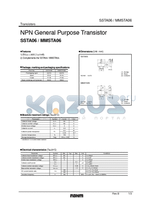 SSTA06 datasheet - NPN General Purpose Transistor