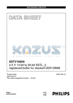 SSTV16859 datasheet - 2.5 V 13-bit to 26-bit SSTL_2 registered buffer for stacked DDR DIMM