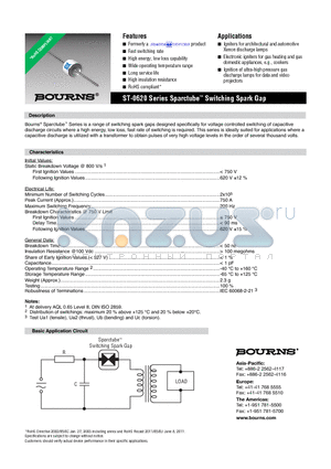 ST-0620 datasheet - ST-0620 Series Sparctube Switching Spark Gap