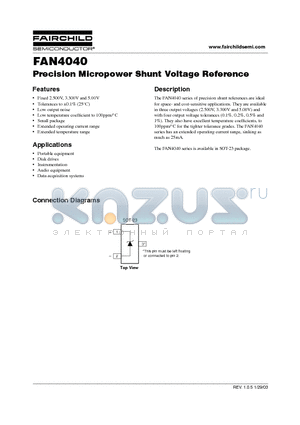 FAN4040D-ES325 datasheet - Precision Micropower Shunt Voltage Reference