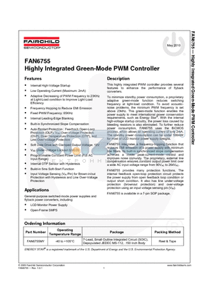 FAN6755MY datasheet - Highly Integrated Green-Mode PWM Controller