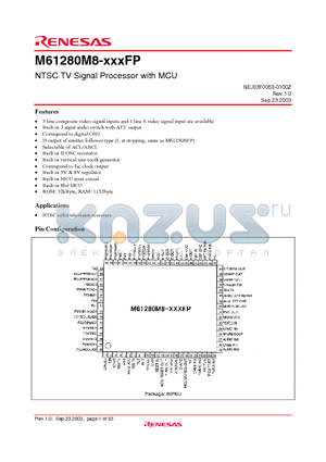 M61280M8-XXXFP datasheet - NTSC TV Signal Processor with MCU