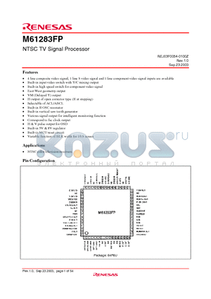 M61283FP datasheet - NTSC TV Signal Processor