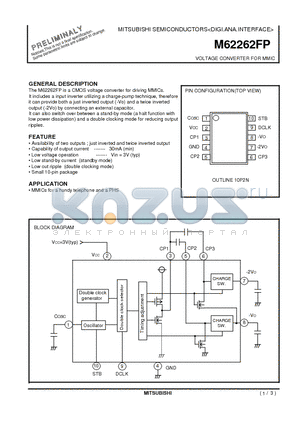 M62262FP datasheet - VOLTAGE CONVERTER FOR MMIC