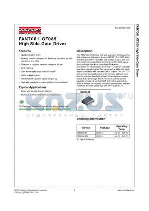 FAN7081_1 datasheet - High Side Gate Driver