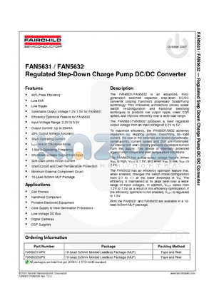 FAN5632MPX datasheet - Regulated Step-Down Charge Pump DC/DC Converter