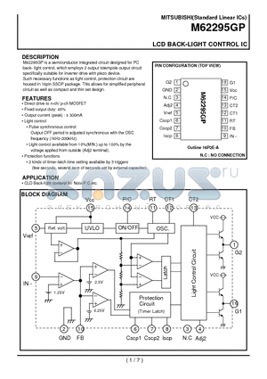 M62295GP datasheet - LCD BACK-LIGHT CONTROL IC
