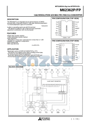 M62362 datasheet - 1280 RESOLUTION 3CH MULTIPLYING D-A CONVERTER