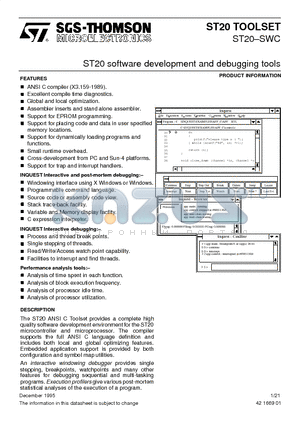 ST20-SWC datasheet - ST20 software development and debugging tools