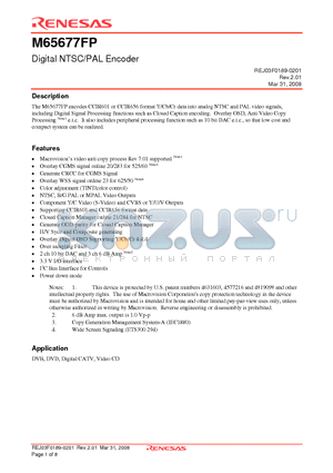 M65677FP datasheet - Digital NTSC/PAL Encoder