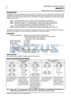 M66287FP datasheet - 262144-word x 8-bit x 3-FIELD MEMORY