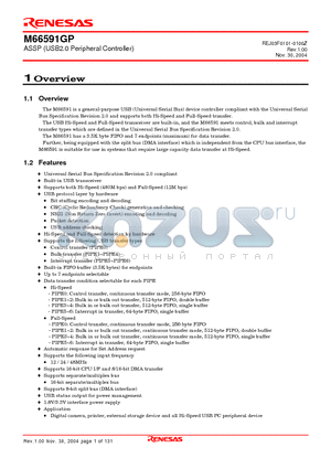 M66591GP datasheet - ASSP (USB2.0 Peripheral Controller)