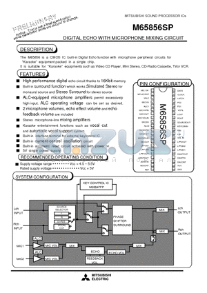 M65856 datasheet - DIGITAL ECHO WITH MICROPHONE MIXING CIRCUIT