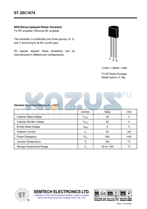 ST2SC1674 datasheet - NPN Silicon Epitaxial Planar Transistor