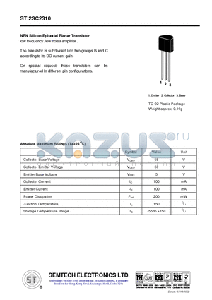 ST2SC2310 datasheet - NPN Silicon Epitaxial Planar Transistor