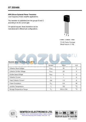 ST2SD468 datasheet - NPN Silicon Epitaxial Planar Transistor