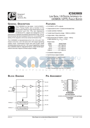 ICS83905AGILFT datasheet - LOW SKEW, 1:6 CRYSTAL INTERFACE-TO LVCMOS/LVTTL FANOUT BUFFER