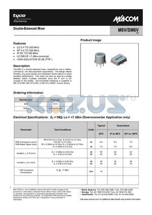 M6V datasheet - Double-Balanced Mixer