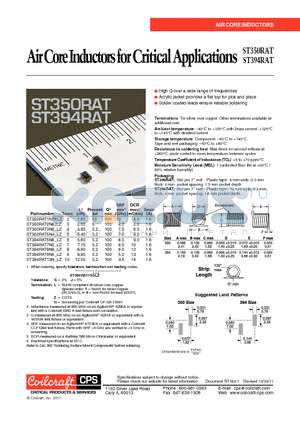 ST394RAT5N6_LZ datasheet - Air Core Inductors for Critical Applications