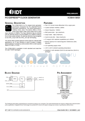 ICS841S02BGI datasheet - PCI EXPRESS CLOCK GENERATOR