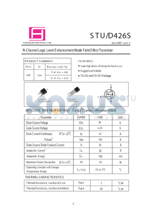 ST426S datasheet - N-Channel Logic Level E nhancement Mode F ield E ffect Transistor