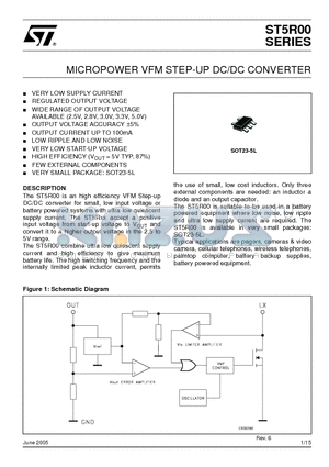 ST5R00 datasheet - MICROPOWER VFM STEP-UP DC/DC CONVERTER