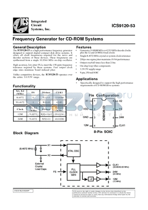 ICS9120M-53 datasheet - Frequency Generator for CD-ROM Systems