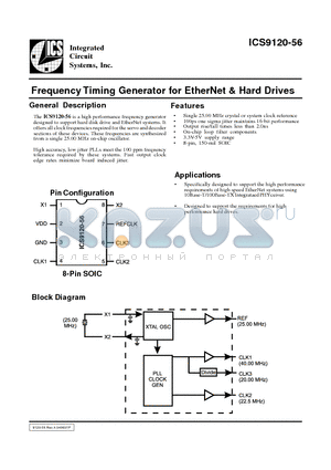 ICS9120M-56 datasheet - Frequency Timing Generator for EtherNet & Hard Drives