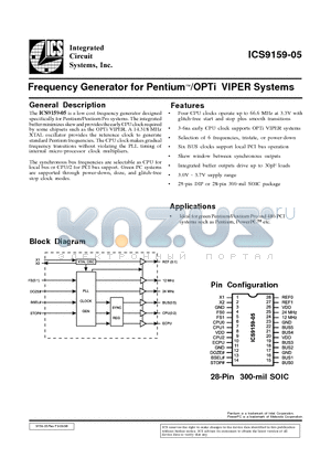 ICS9159-05 datasheet - Frequency Generator for Pentium/OPTi VIPER Systems