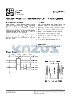 ICS9159M-05 datasheet - Frequency Generator for Pentium/OPTi VIPER Systems