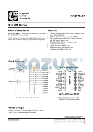 ICS9179-12 datasheet - 3 DIMM Buffer