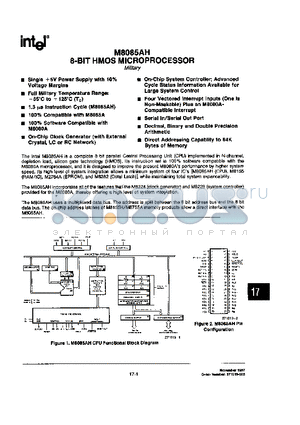 M8085AH datasheet - 8-BIT HMOS MICROPROCESSOR