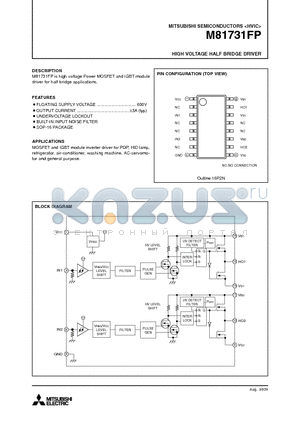 M81731FP datasheet - HIGH VOLTAGE HALF BRIDGE DRIVER