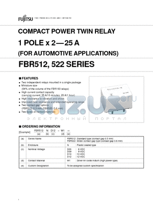 FBR512ND10-W1 datasheet - COMPACT POWER TWIN RELAY 1 PORE X 2 - 25A
