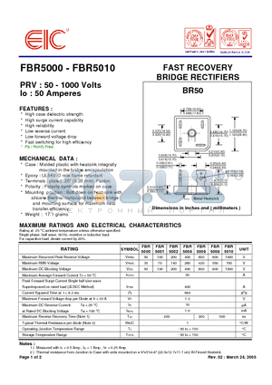 FBR5008 datasheet - FAST RECOVERY