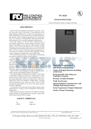 FC-2884 datasheet - FOUR-ZONE PANEL