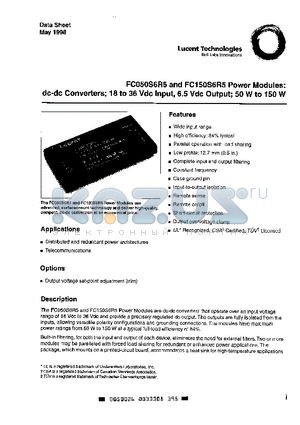 FC150S6R5 datasheet - POWER MODULES: DC-DC CONVERTERS; 18 TO 36 VDC INPUT, 6.5VDC OUTPUT; 50 W TO 150W