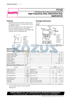 FC152 datasheet - High-Frequency Amp, Differential Amp Applications