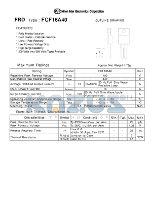 FCF16A40 datasheet - FRD - Low Forward Voltage Drop