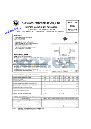 FCM31PT datasheet - SUPER FAST SILICON RECTIFIER