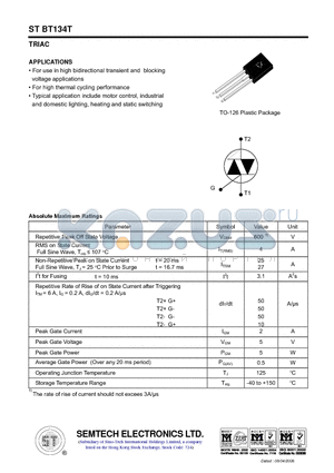 STBT134T datasheet - TRIAC