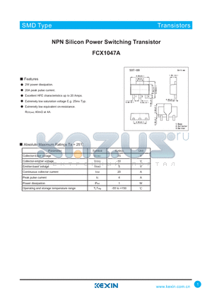 FCX1047A datasheet - NPN Silicon Power Switching Transistor