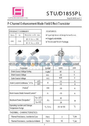 STD1855PL datasheet - P-Channel E nhancement Mode Field Effect Transistor