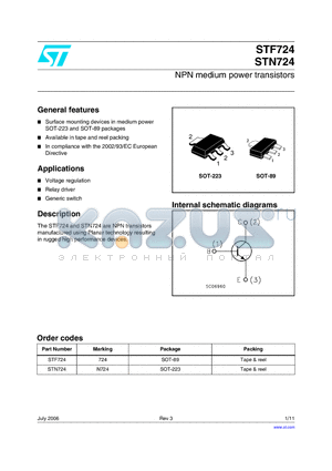 STF724 datasheet - NPN medium power transistors